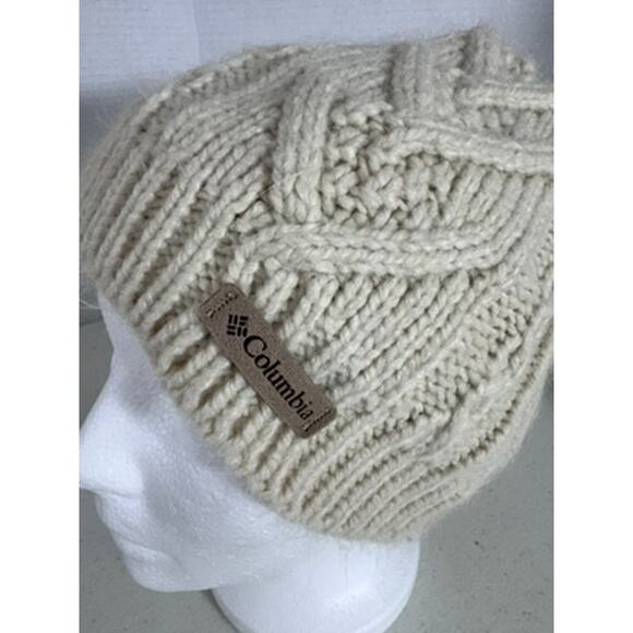 'COLUMBIA' Winter Hat Insulated Beanie Cream One Size Unisex Preppy Skiing Snow - Picture 4 of 9